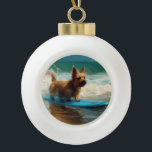 Boule En Céramique Australian Terrier Beach Surfing Paining<br><div class="desc">Plongez dans le monde ludique de l'aventure canine avec cette peinture captivante. Un chien en ébullition se rend aux vagues, chevauchant habilement le surf sur une plage baisée par le soleil. L'oeuvre d'art vibrante capte magnifiquement l'essence de l'excitation au bord de la plage tandis que le chien court sans crainte...</div>