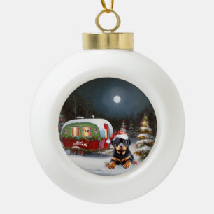 Boule En Céramique Aventure de Noël de la caravane de Rottweiler d'hi