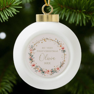 Boule En Céramique Baby céleste premier Noël personnalisé
