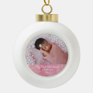 Boule En Céramique Baby First Christmas Pink Ceramic Ball Noël O