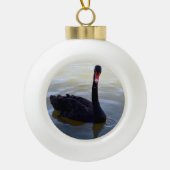 Boule En Céramique Baignade De Cygne Noir Sur La Rivière, (Devant)