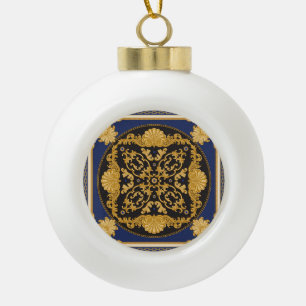 Boule En Céramique Bandana Print : Black Blue Gold.