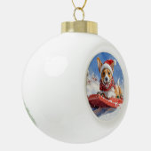 Boule En Céramique Basenji Chien en rebord Laisser neiger Noël (Gauche)