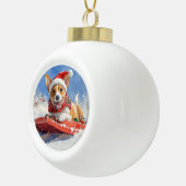 Boule En Céramique Basenji Chien en rebord Laisser neiger Noël (Droite)