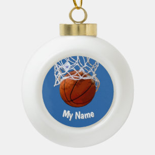 Boule En Céramique Basketball Votre nom personnalisé fond en acier bl