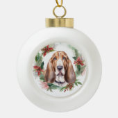 Boule En Céramique Basset Hound Festive Wreath de Noël Pup (Devant)