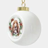 Boule En Céramique Basset Hound Festive Wreath de Noël Pup (Droite)