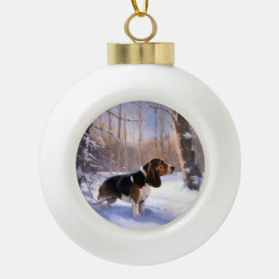 Boule En Céramique Basset Hound Laisser neiger Noël