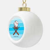 Boule En Céramique Bats Softball et Cross avec Bandes Bleues (Droite)