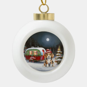 Boule En Céramique Beagle d'hiver Caravan Christmas Adventure