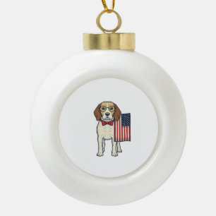 Boule En Céramique Beagle patriotique avec drapeau vintage vector art