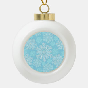 Boule En Céramique Bébé Bleu Et Blanc Snowflakes Motif de Noël