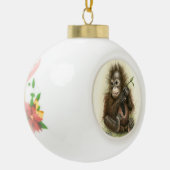 Boule En Céramique Bébé orang-outan avec des feuilles (Gauche)