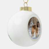 Boule En Céramique Belge Tervuren Laissons neiger Noël (Gauche)