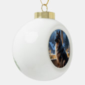 Boule En Céramique Belgian Shepherd With Christmas Lights Holiday (Gauche)