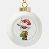 Boule En Céramique Belle caricature de cerf de Noël. (Devant)