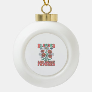Boule En Céramique Bénis et très favorisés motif floral vintage_1