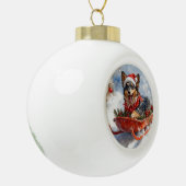 Boule En Céramique Berger belge en luge Laisser neiger Noël (Gauche)