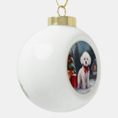 Boule En Céramique Bichon Frise Dog à Noël de neige (Gauche)