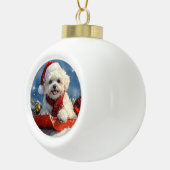 Boule En Céramique Bichon Frise Dog in Sledge Let it Snow Christmas  (Droite)