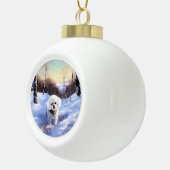 Boule En Céramique Bichon Frise Laisser neiger Noël (Droite)