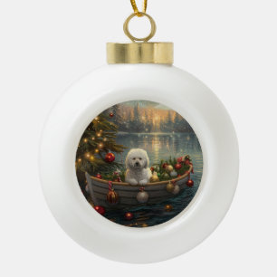 Boule En Céramique Bichon Frise Noël Festive Voyage