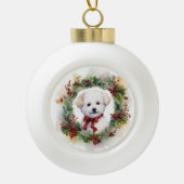 Boule En Céramique Bichon Frise Wreath Festive Pup (Devant)