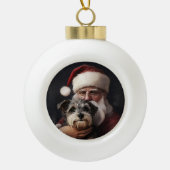 Boule En Céramique Biewer Terrier Avec Noël Festif Du Père Noël (Devant)