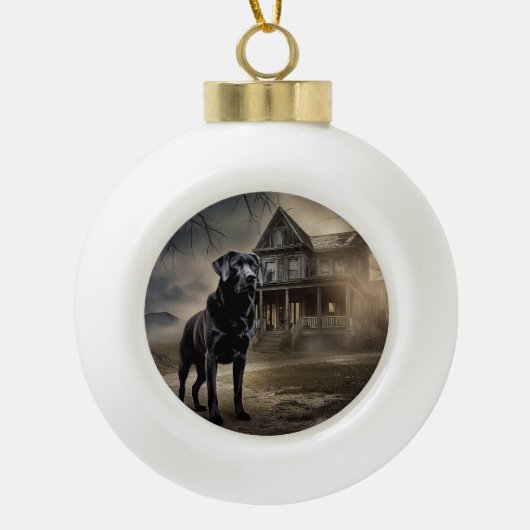 Boule En Céramique Black Labrador Halloween (Devant)