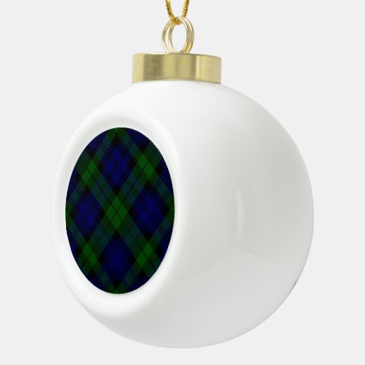 Boule En Céramique Black Watch Tartan bleu vert Plaid (Droite)