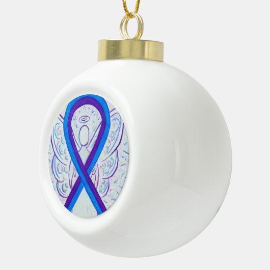 Boule En Céramique Bleu et violet sensibilisation Ruban Angel Ornemen (Droite)