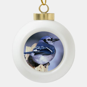 Boule En Céramique Bleu Jay Amateurs d'oiseaux Noël
