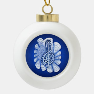 Boule En Céramique Blue Music Treble Clef Musicien Cadeau