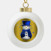Boule En Céramique Blue Snowman sur Gold Christmas (Devant)