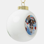 Boule En Céramique Bluetick Coonhound Courir dans la neige avec Noël (Gauche)