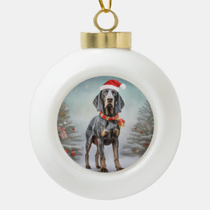 Boule En Céramique Bluetick Coonhound Dog en Noël de neige