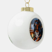 Boule En Céramique Bluetick Coonhound With Christmas Lights Holiday (Gauche)