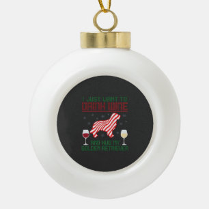 Boule En Céramique Boire du vin câliner Retriever d'or Noël