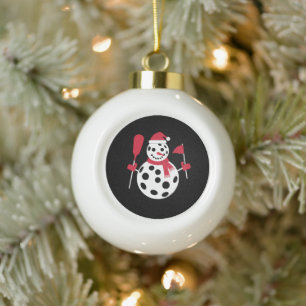 Boule En Céramique Bonhomme de neige famille chapeau de Santa Xmas Pi