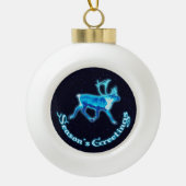 Boule En Céramique Bonnes Fêtes - Caribou bleu (rennes) (Devant)