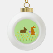 Boule En Céramique Bonnets de Pâques et jonquilles (Devant)