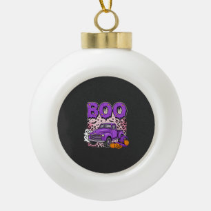 Boule En Céramique Boo Halloween Camion Violet Fantôme et Citrouilles