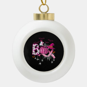 Boule En Céramique Boo Halloween Citrouille Pink Ribbon sorcière Poub