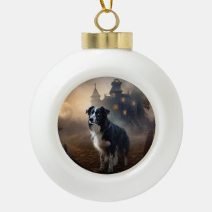 Boule En Céramique Border Collie Halloween Épouvantable