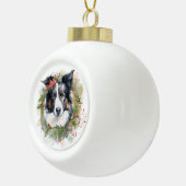 Boule En Céramique Bordure Collie Fête de Noël Wreath Pup (Droite)