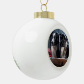 Boule En Céramique Bordure Collie Snowy Sleigh Décor de Noël (Gauche)