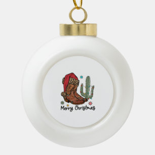 Boule En Céramique Bottes Western Santa Joyeux Noël Bottes Xmas