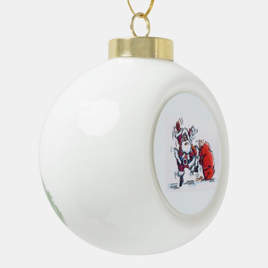 Boule En Céramique Boule de Noël de Père Noël en colère (Gauche)