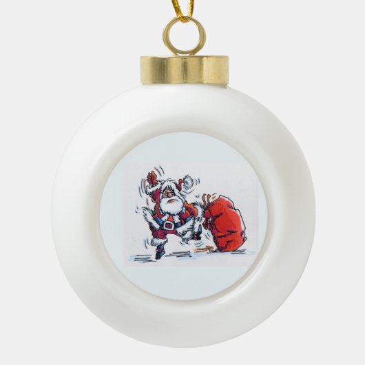 Boule En Céramique Boule de Noël de Père Noël en colère (Devant)