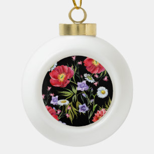 Boule En Céramique Bouquet de fleurs d'aquarelle : Motif sans couture